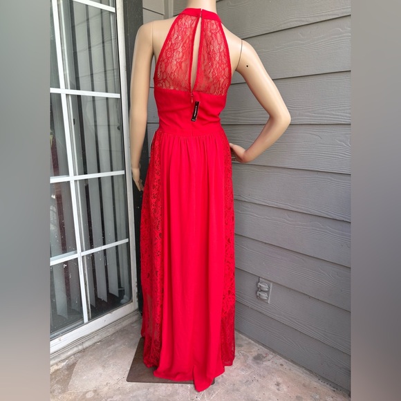 NWT Express Red Lace Halter Maxi - Picture 5 of 9